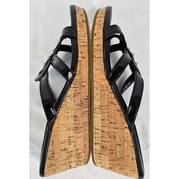 COLE HAAN WOMEN'S BLACK LEATHER THONG STRAPPY PLATFORM SANDALS SIZE 7B - Picture 7 of 11